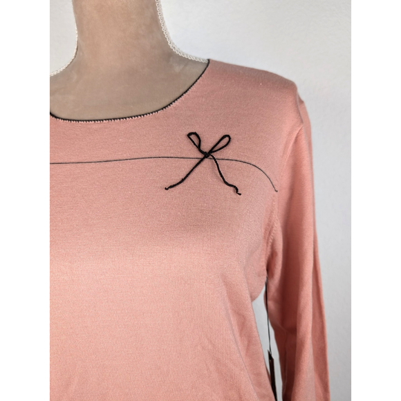 Y2K BCBGMaxAzria Cashmere Silk Sweater XL Pink Feminine Preppy Coquette - Picture 4 of 9